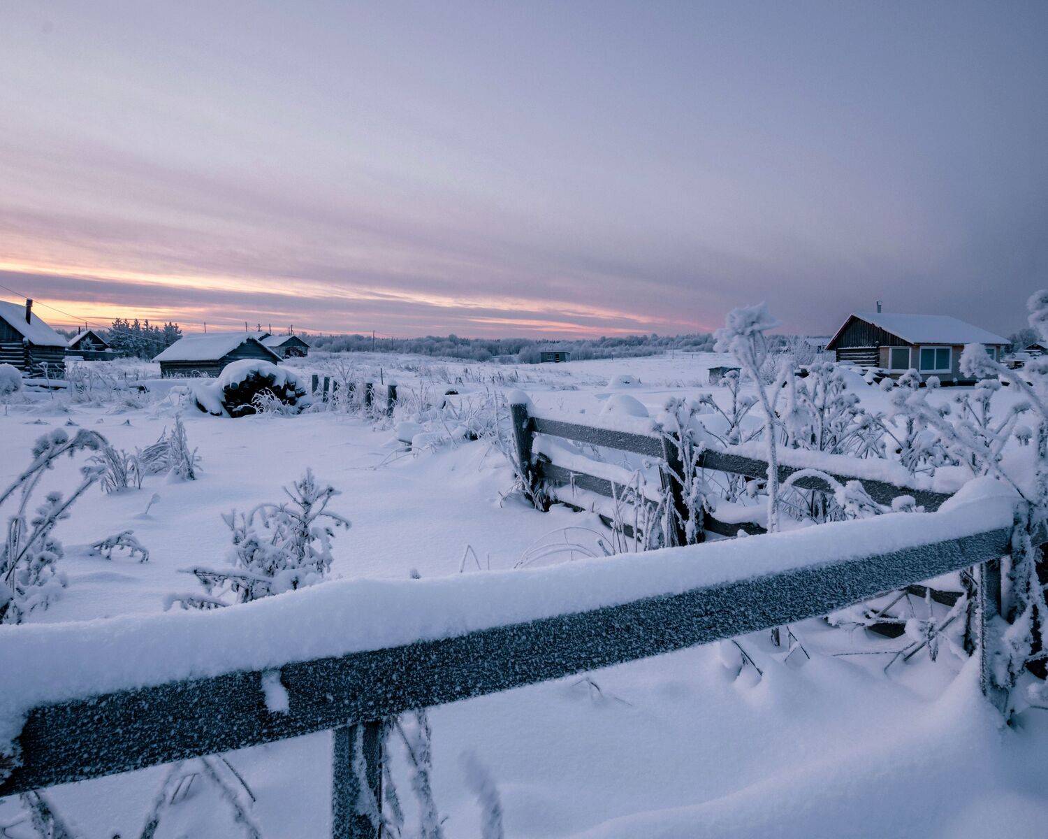Зима, деревня, мороз, снег, сельский, пейзаж, Александр Титов