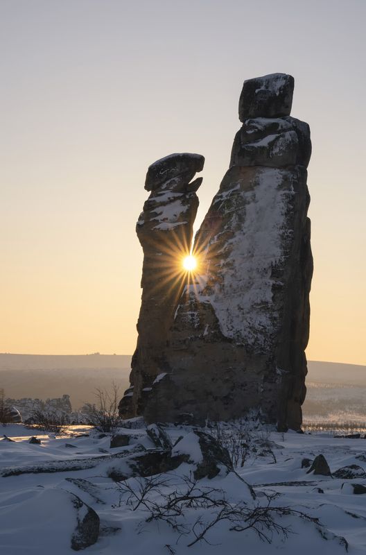 природа, путешествия, горы, закат, зима, солнце Расставание фото превью