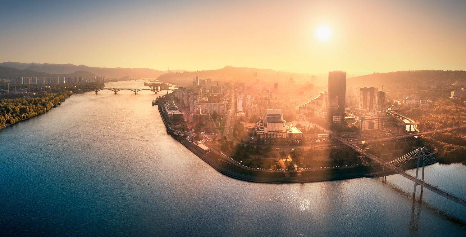 центр, вечер, пейзаж, природа, город, архитектура, река, отдых, центр, красноярск, сибирь, енисей, большой, красивая, Дмитрий Антипов