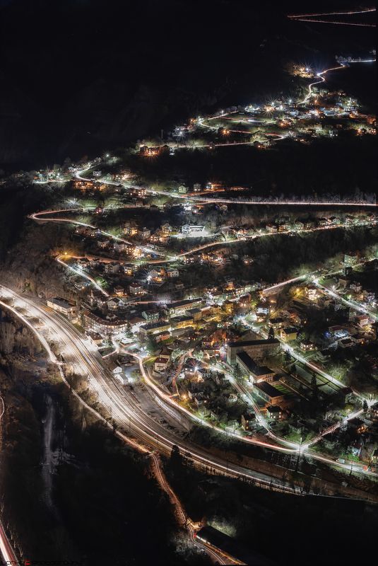 night, city, нощ, светлини, lights Бов през нощта фото превью