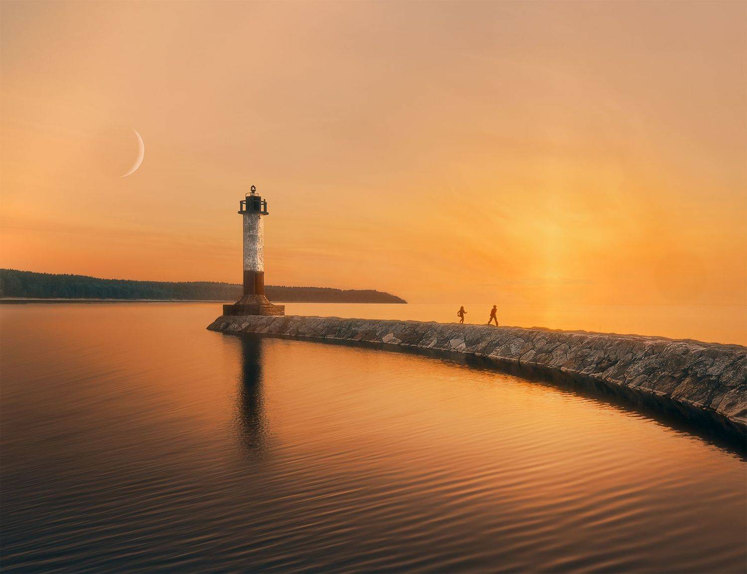 маяк, дети, озеро, ладога, закат, Максим