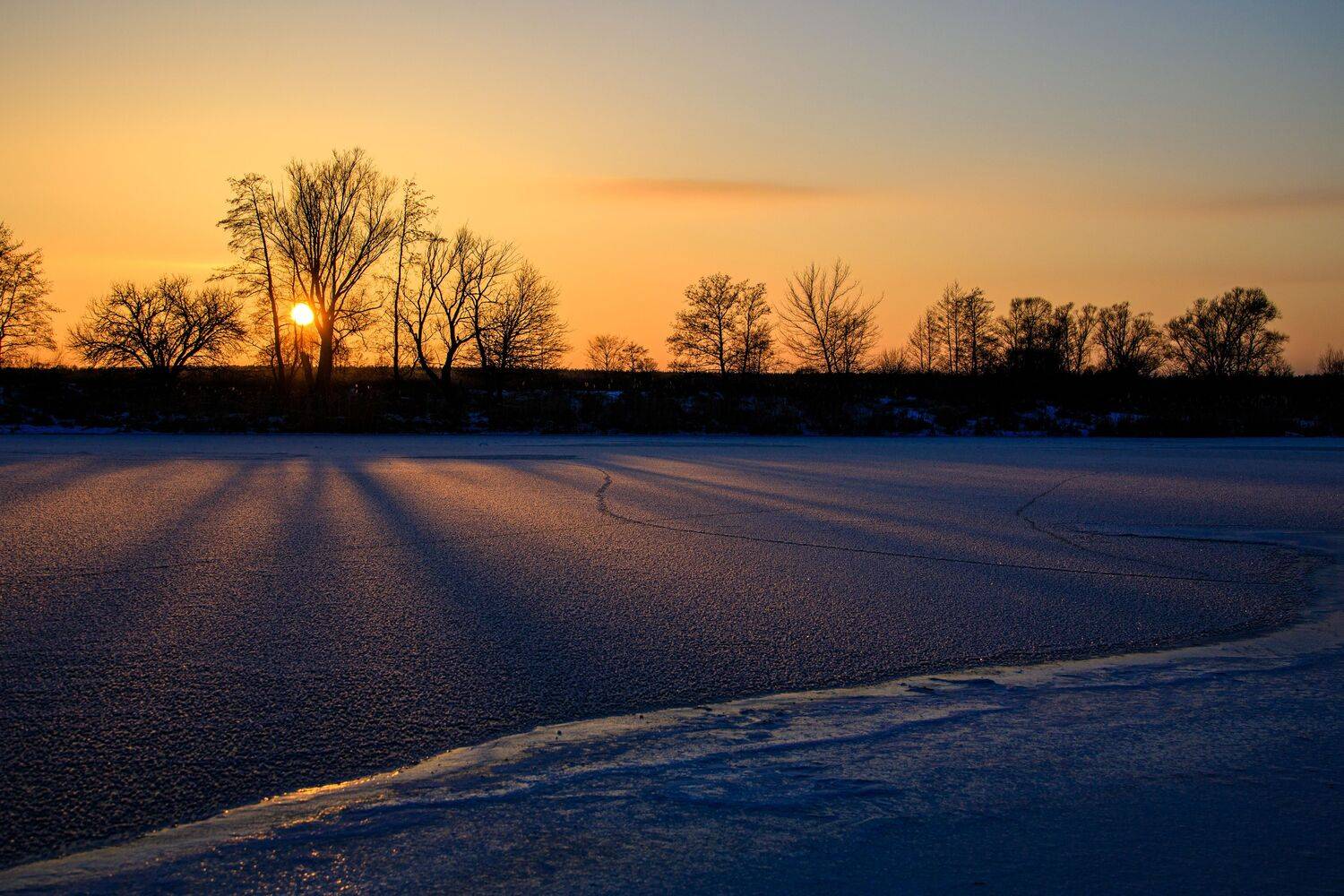 Зима, река, солнце, деревья, вода, рассвет, Липецкая область, река Воронеж,, Барабанов Алексей