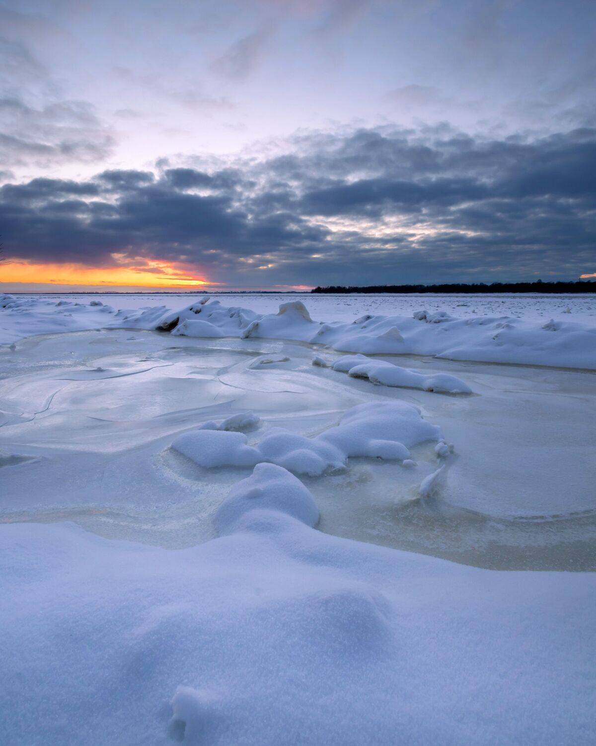 зима, вечер, мороз, река, лед, снег, закат, небо, север, природа, пейзаж, Александр Титов