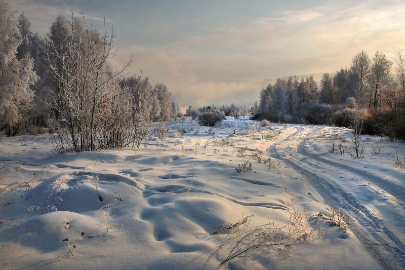 По зимней дороге к парЯщей реке фото превью