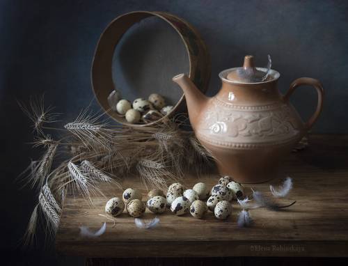 Натюрморт с перепелиными яйцами