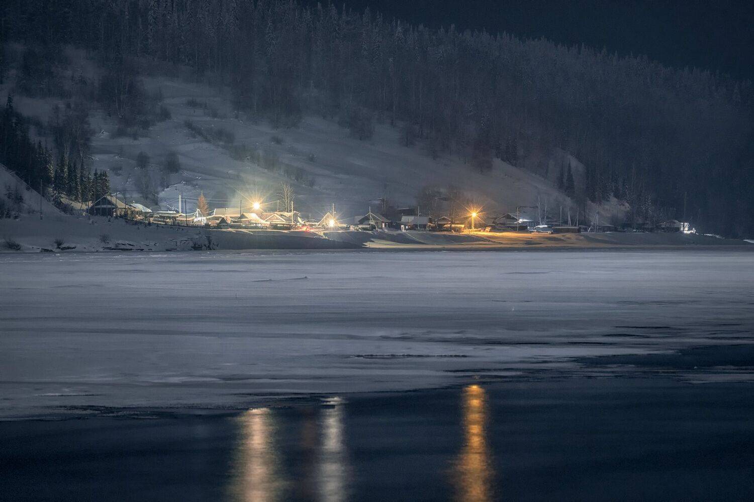 вишера, деревня, река, снег, лед, зима, мороз, красновишерск, Андрей Чиж