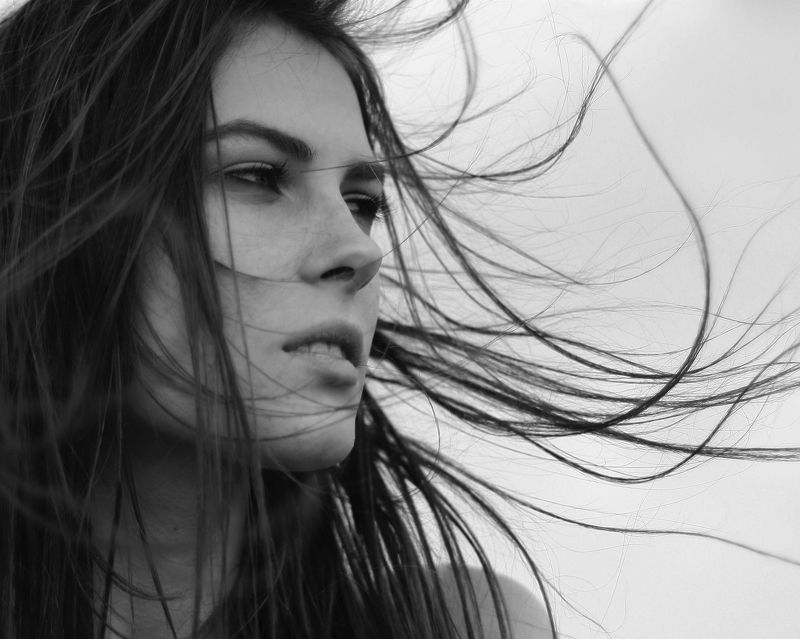 портрет, девушка, чб *** фото превью