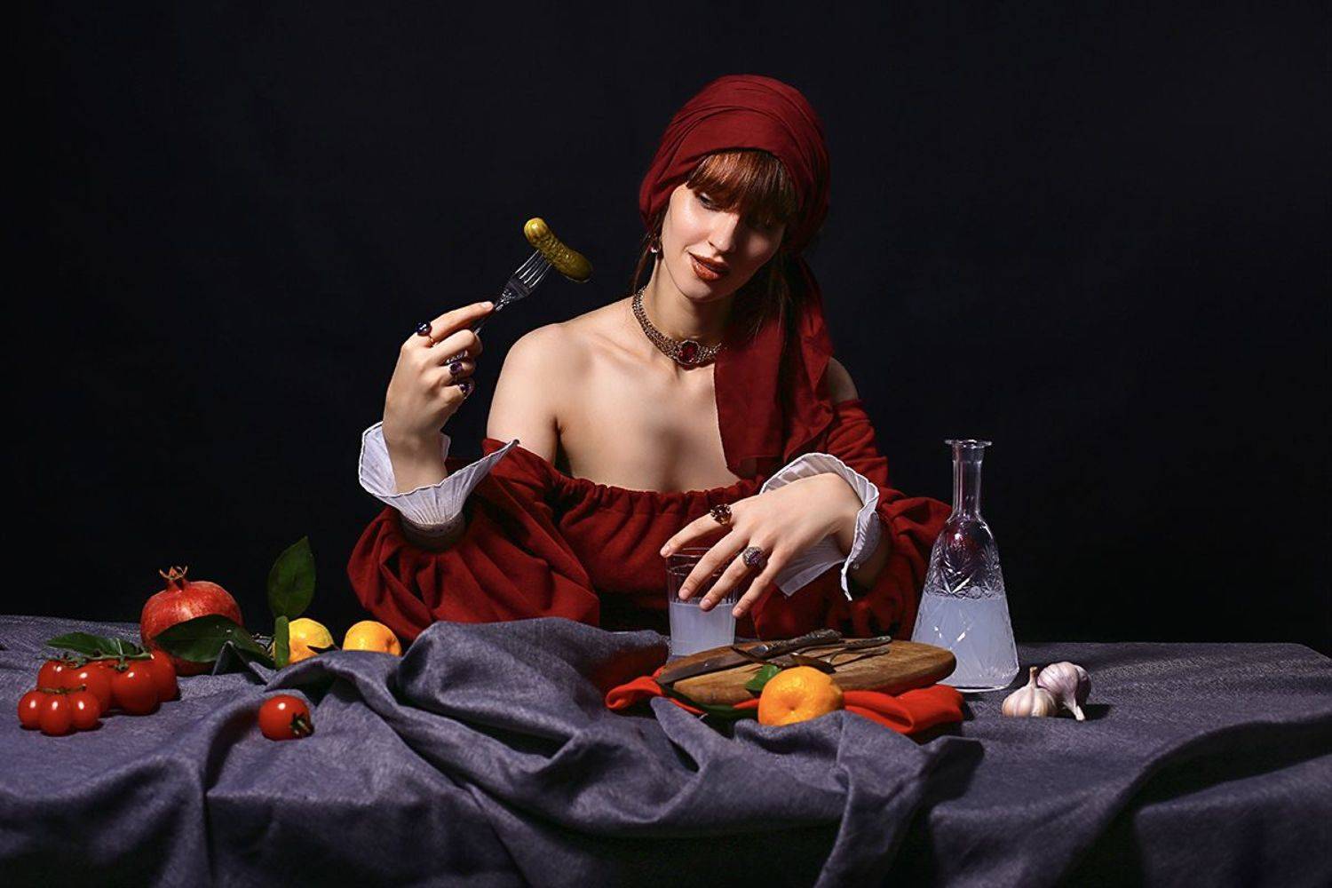 Ренессанс, Возрождение, Постановочное фото, Жанровый портрет, Девушка с огурцом, Натюрморт, Средневековье, Юлия Белецкая