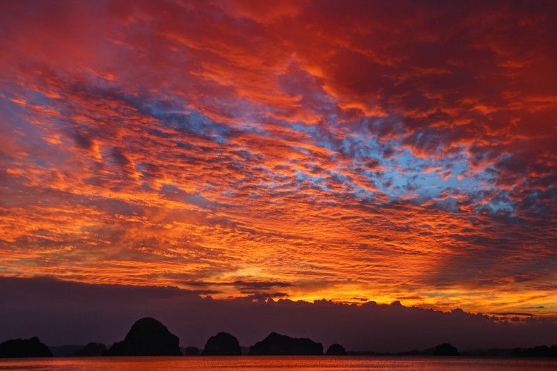 seascape, sky, sunset, fire, red, thailand, travel, panorama Burning Sky фото превью
