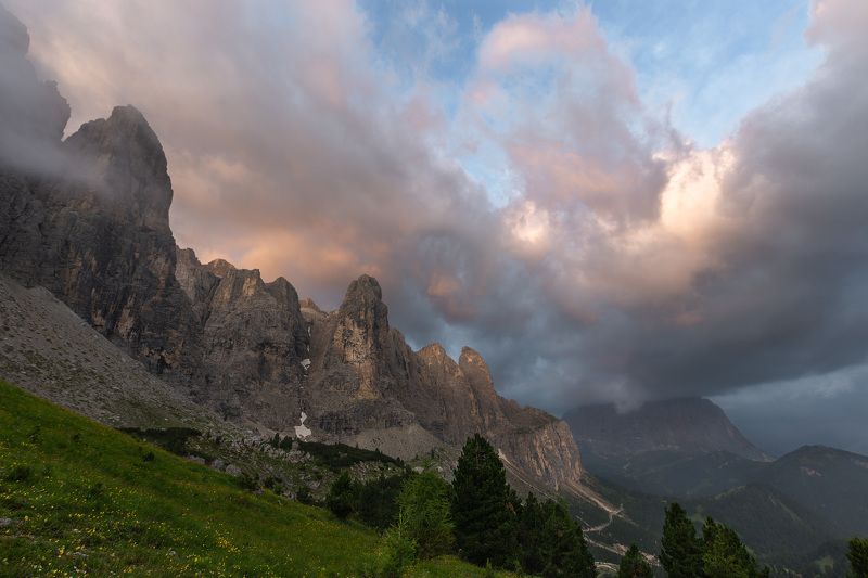 италия, доломиты, горы, облака, восход, природа, landscape, italy, dolomites, golden hour, golden light, sunrise Доломиты. фото превью