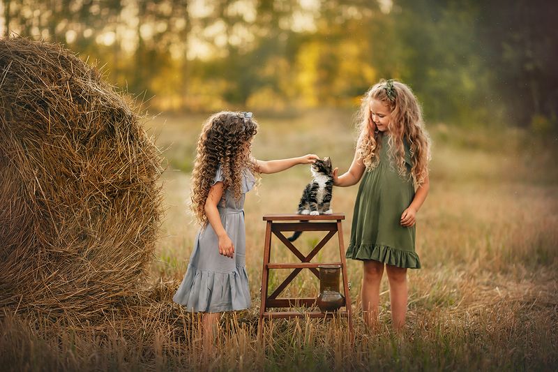 дети, девочки, лето, природа  фото превью