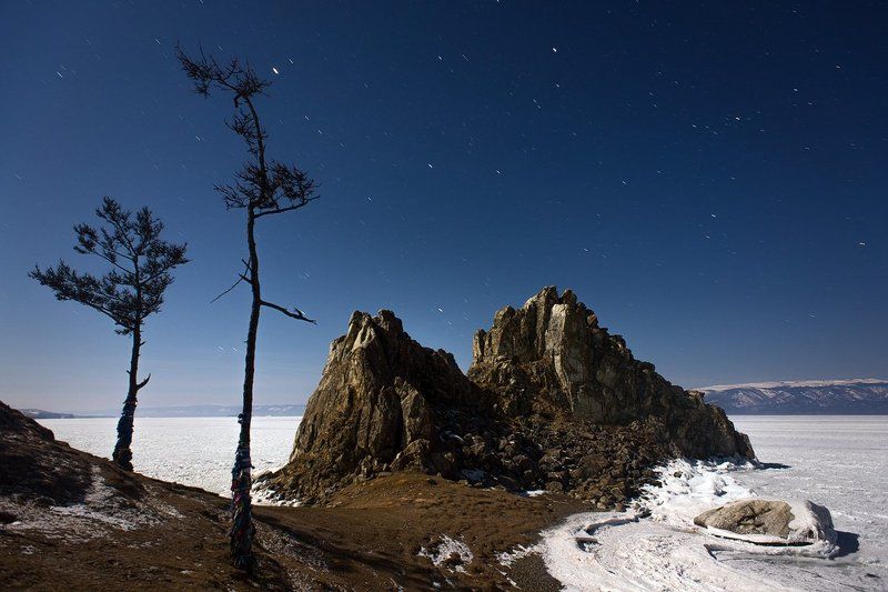 Байкал, Бурхан, Звезды, Зима, Март, Ночь, Ольхон шаманка Байкальские стражи... фото превью