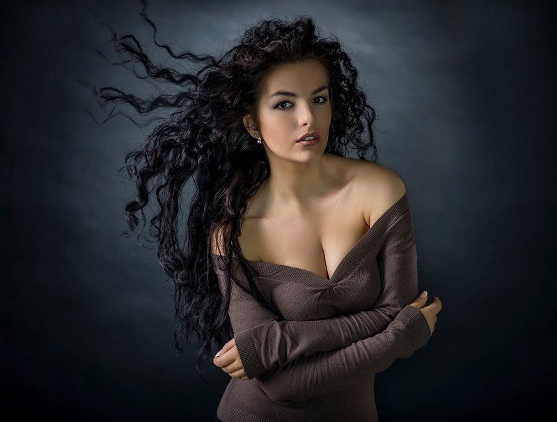 Ветер, Волосы, Грудь, Девушка, Портрет *** фото превью