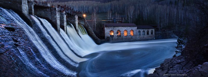 пороги, фотограф сергей коляскин, водоворот, панорама, гэс, гидроэлектростанция Водоворот   (панорама из 6 кадров) фото превью
