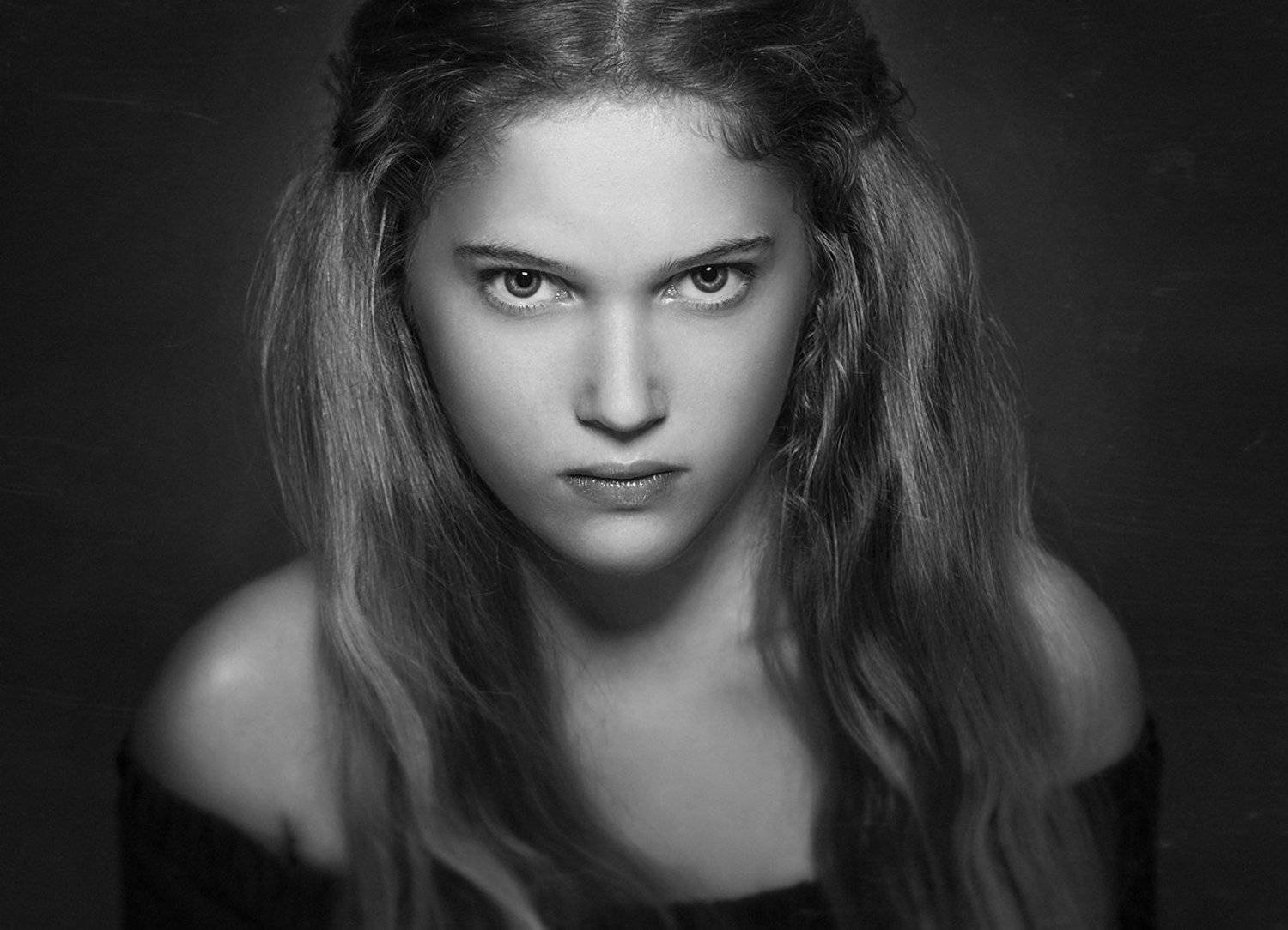 Взгляд, Волосы, Грип, Девушка, Жосан, Портрет, Черно-белое, Александр Жосан