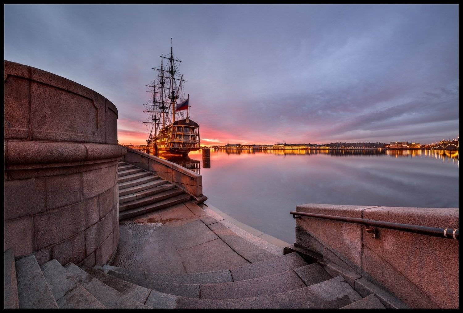 утро, рассвет, санкт, петербург, петроград, ленинград, фрегат, благодать, набережная, река, нева, Ilya Shtrom