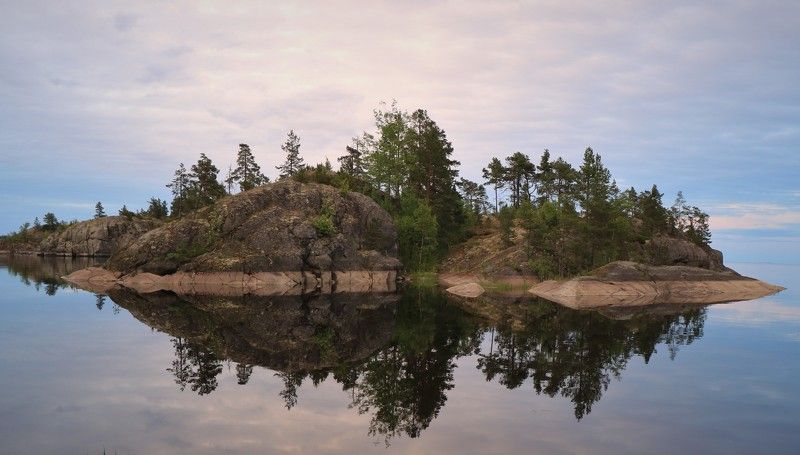 природа,лето,ночьбелая,шхерыладожские,отражеие Белые ночи фото превью