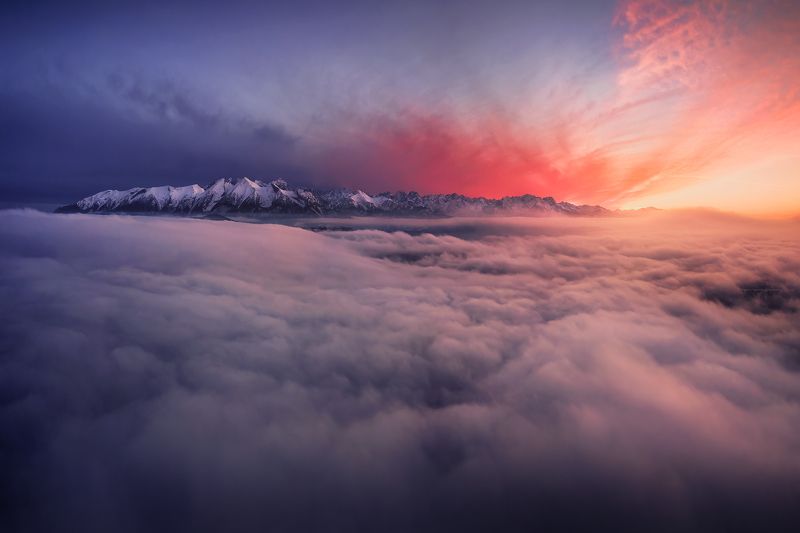 mountains, sunset, clouds, colours, europe, landscape, Above the clouds фото превью