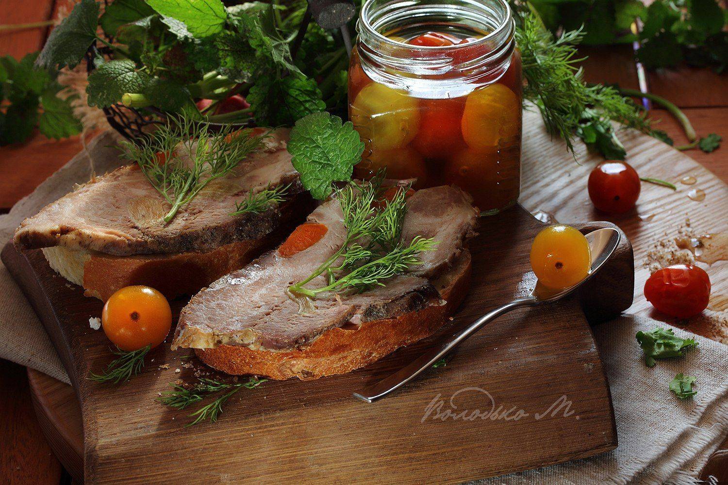 буженина,помидоры,бутерброд, Марина Володько