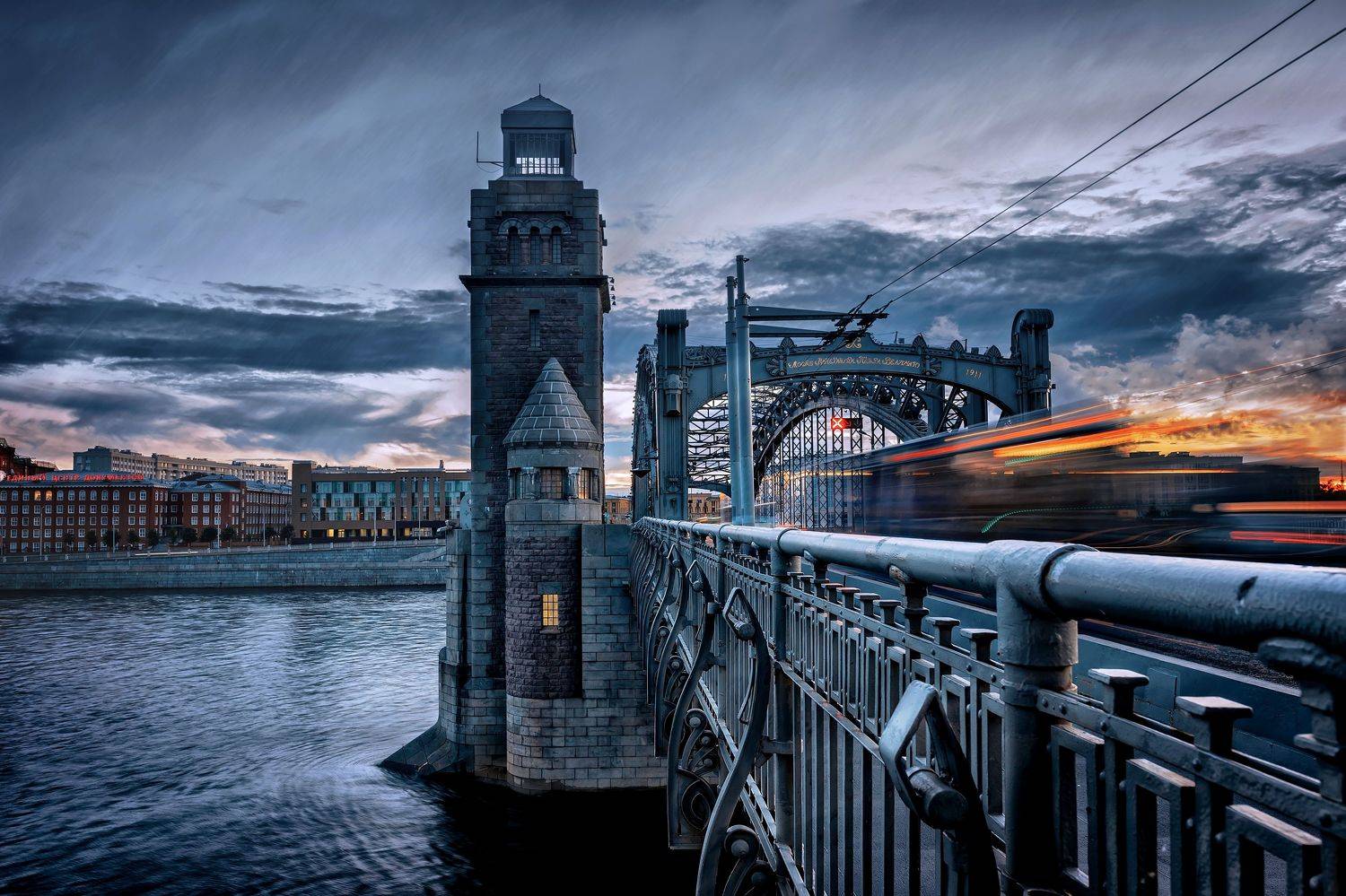 город мост вечер река набережная, Тамара