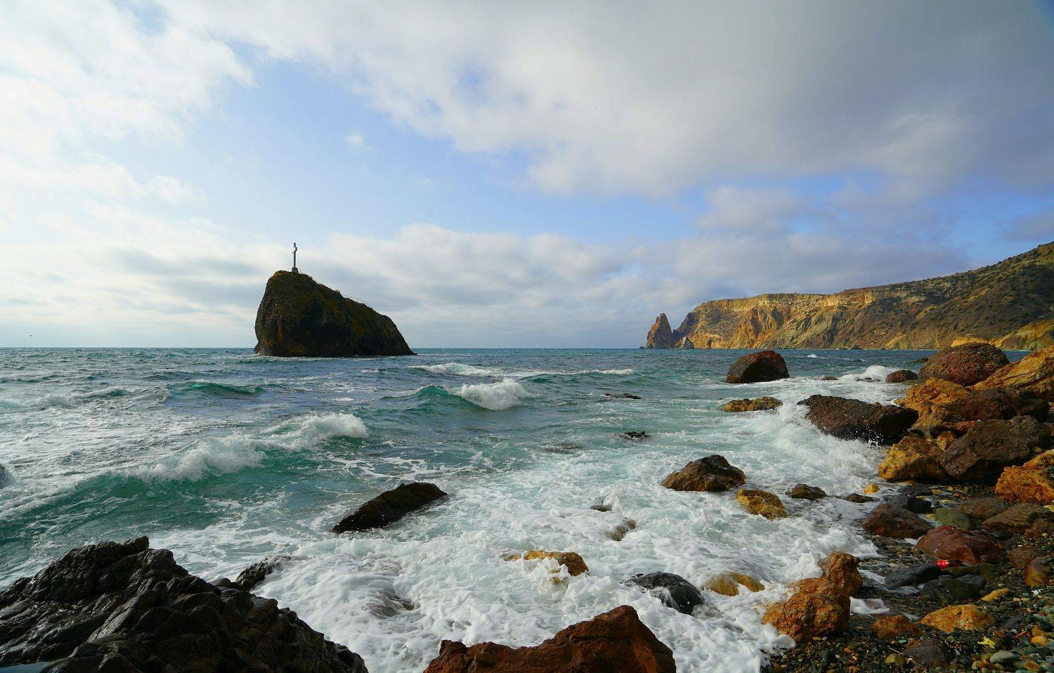 sea, horizon, coast, morning, mountain, rock, landscape, nature, cape, Сергей Андреевич