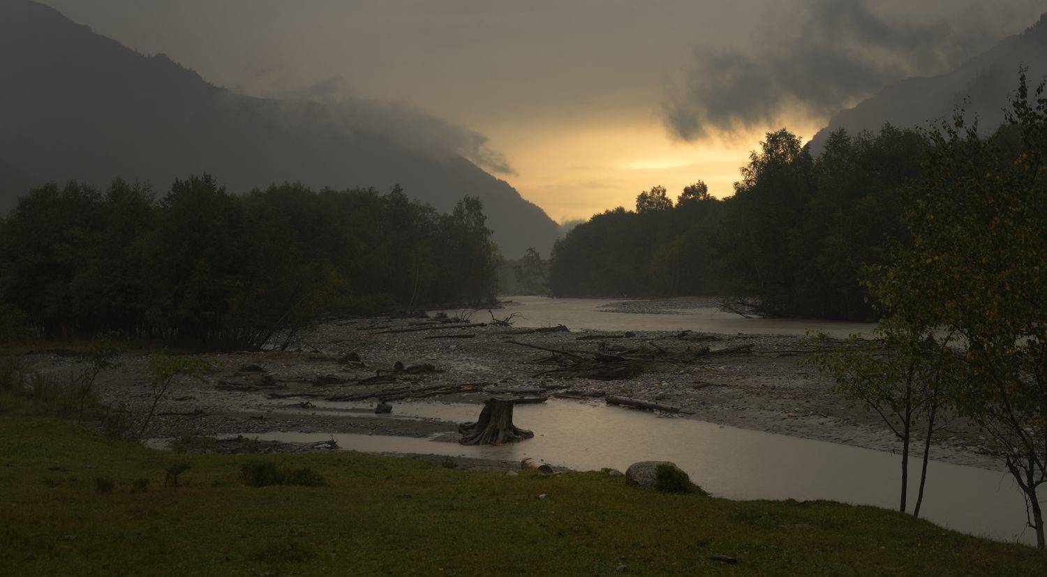 горы осень река архыз рассвет, Александр Жарников