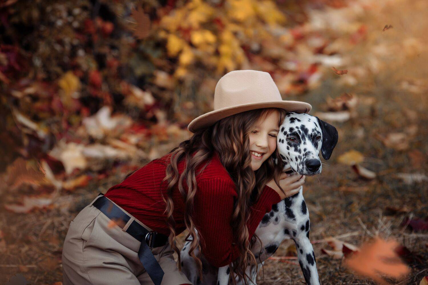 детское фото, далматинец, осень, дети, baby photo, dalmatian, autumn, children, Валентина