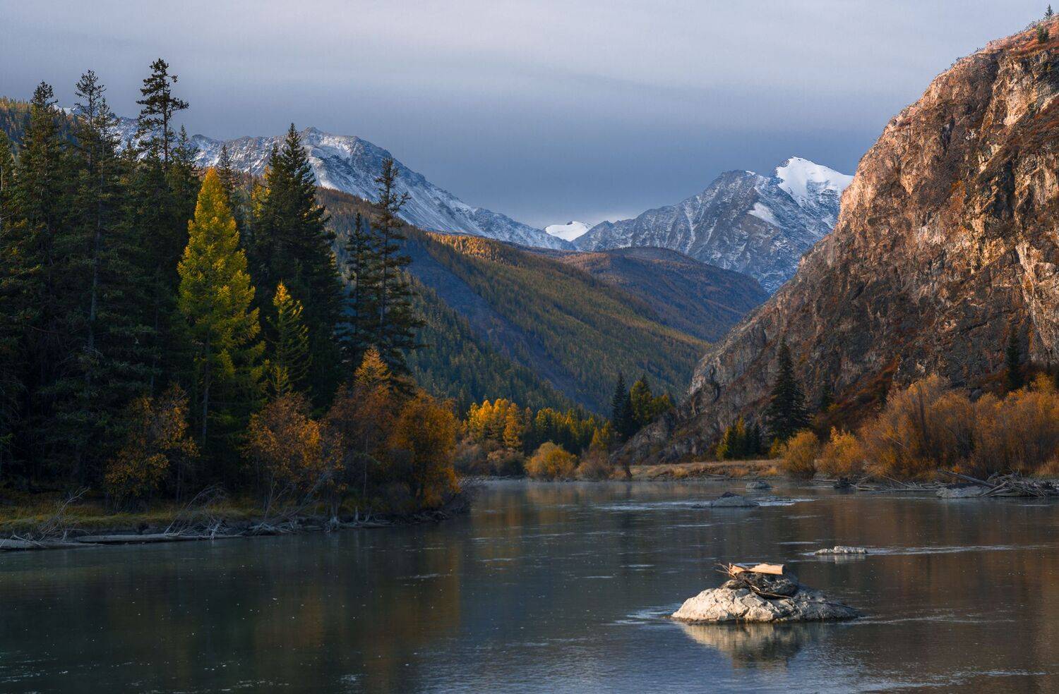 россия, горный алтай, река чуя, осень, утро, Андрей Поляков