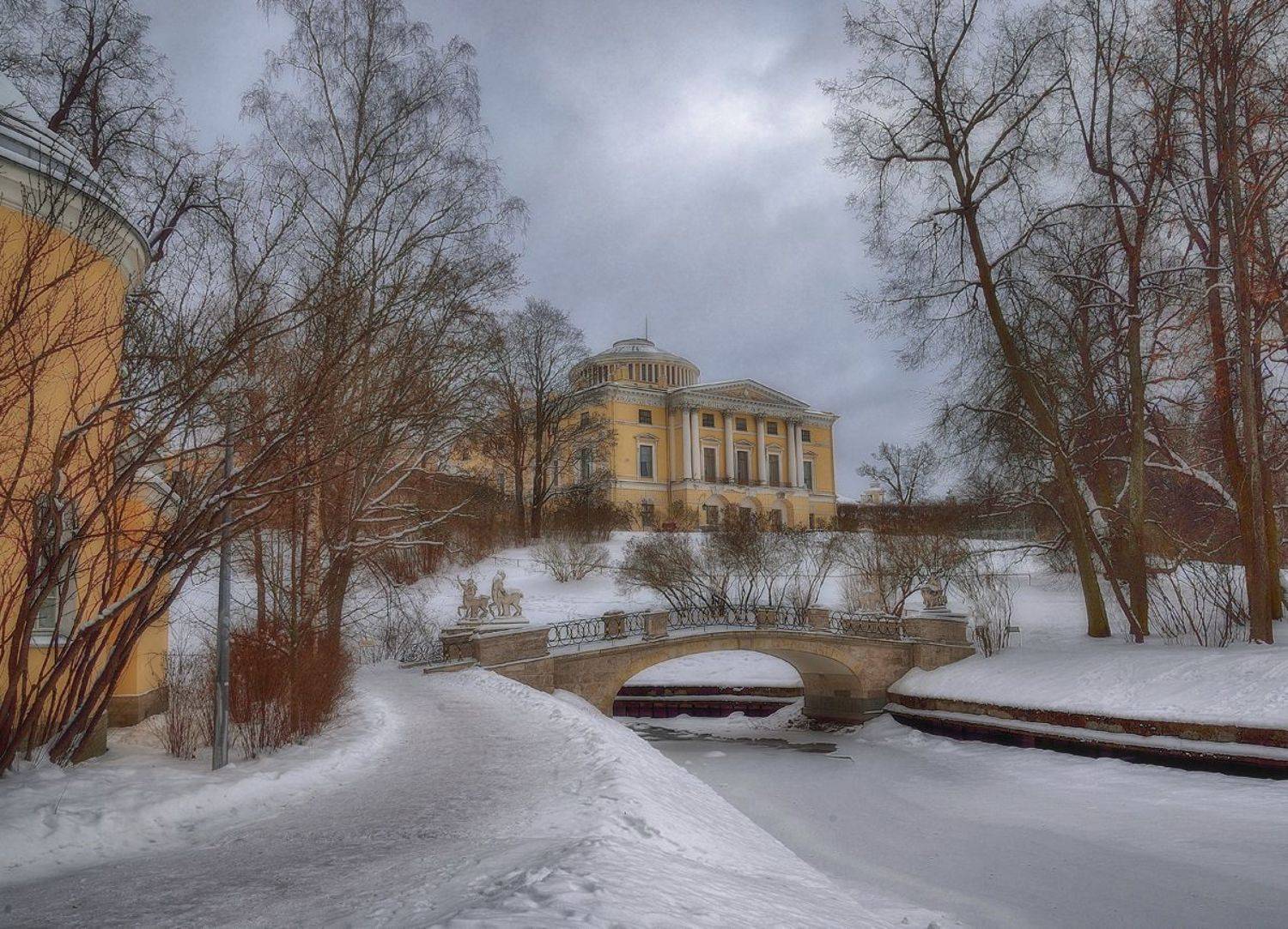 пейзаж,природа,парк,зима,мостик,дворец,павловск, Наталия К
