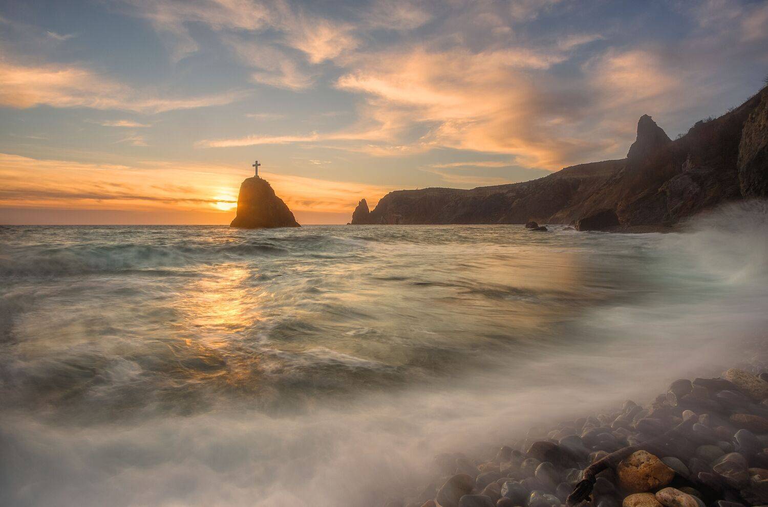 закат, пейзаж, севастополь, фиолент, яшмовый пляж, зима, мыс фиолент, крым, море, небо, Екатерина Дмитренко