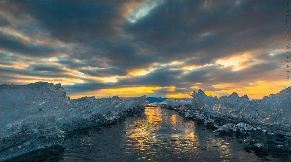 байкал, вода, закат, лед, Андрей Сенкевич
