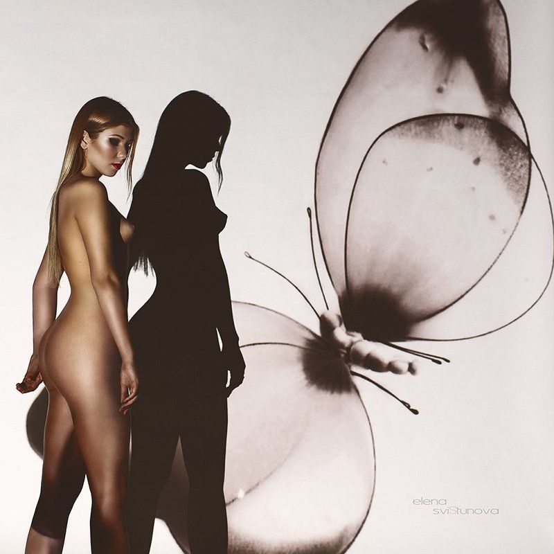 Бабочка, Девушка, Красота, Ню, Проектор, Тело, Тень Вероника фото превью