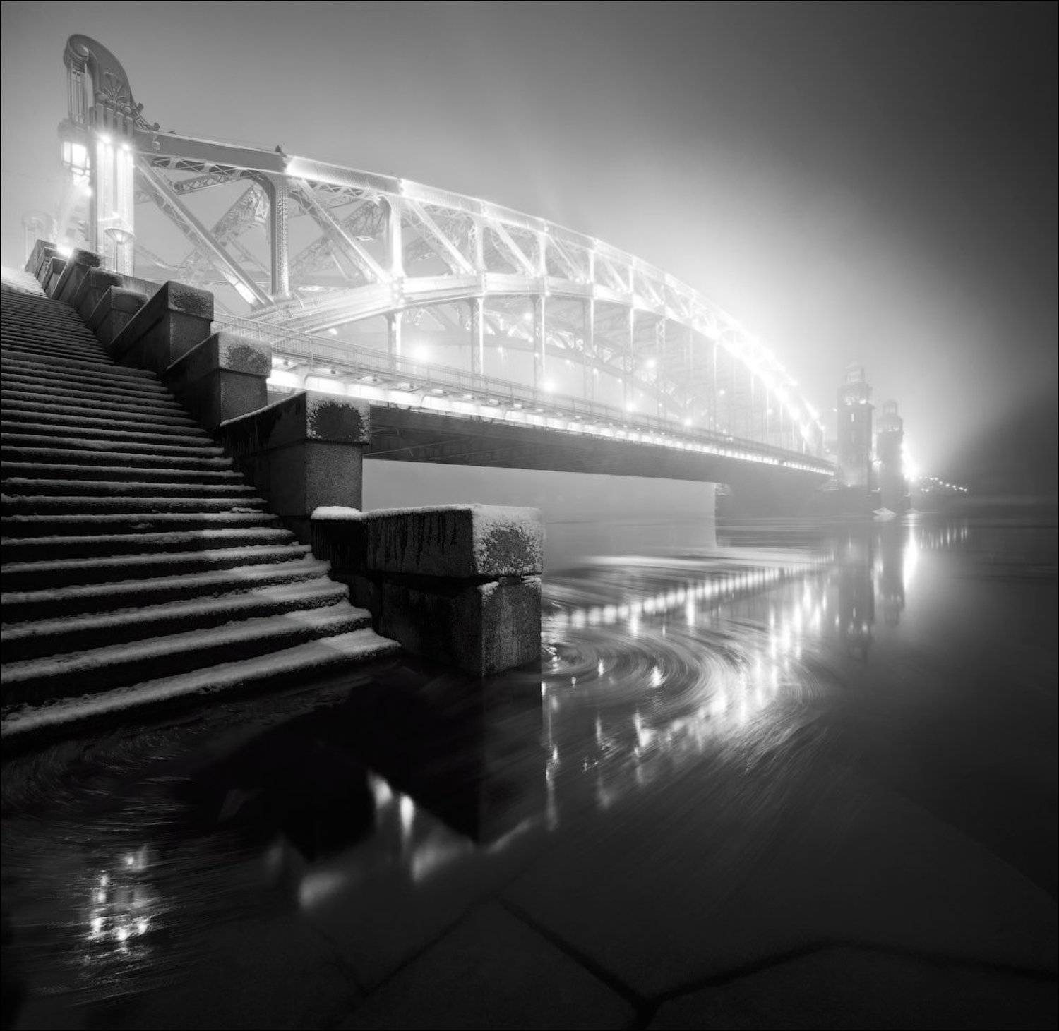 Большеохтинский, Ледоход, Нева, Ночь, Санкт-петербург, Иван Турухано