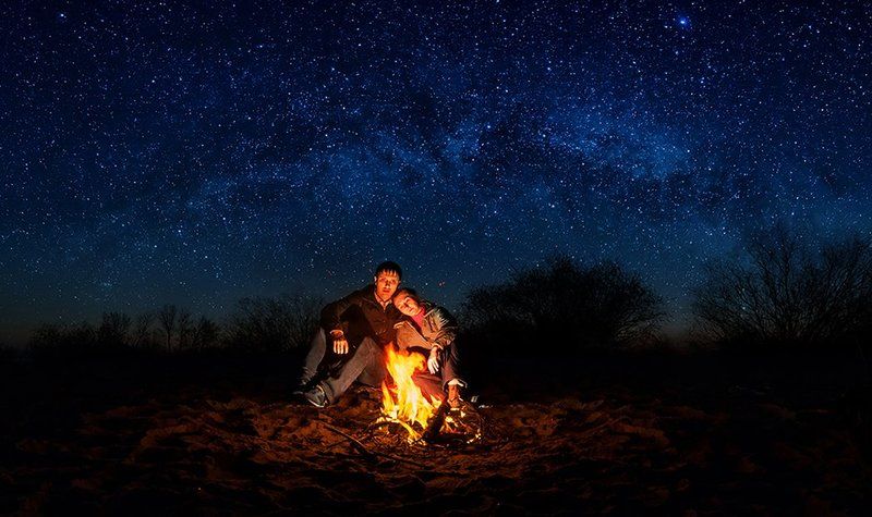 арка, звезды, костер, млечный путь, ночь, портрет, романтика *** фото превью