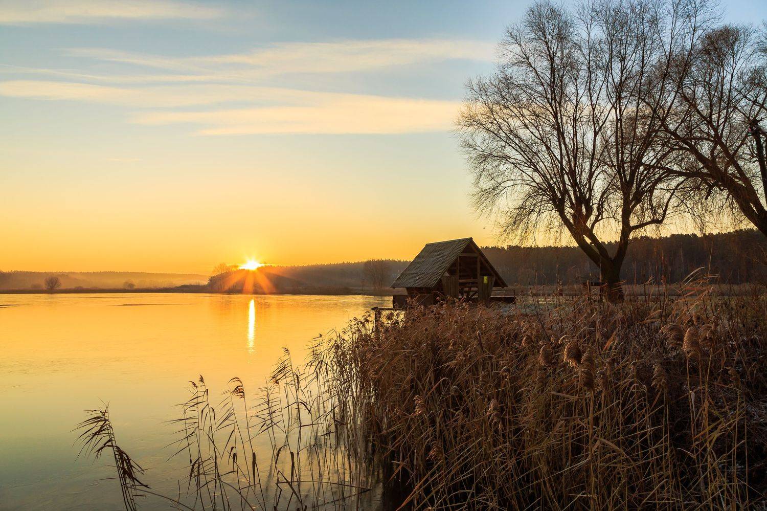 утро, восход солнца, озеро,, Андрей Косенко