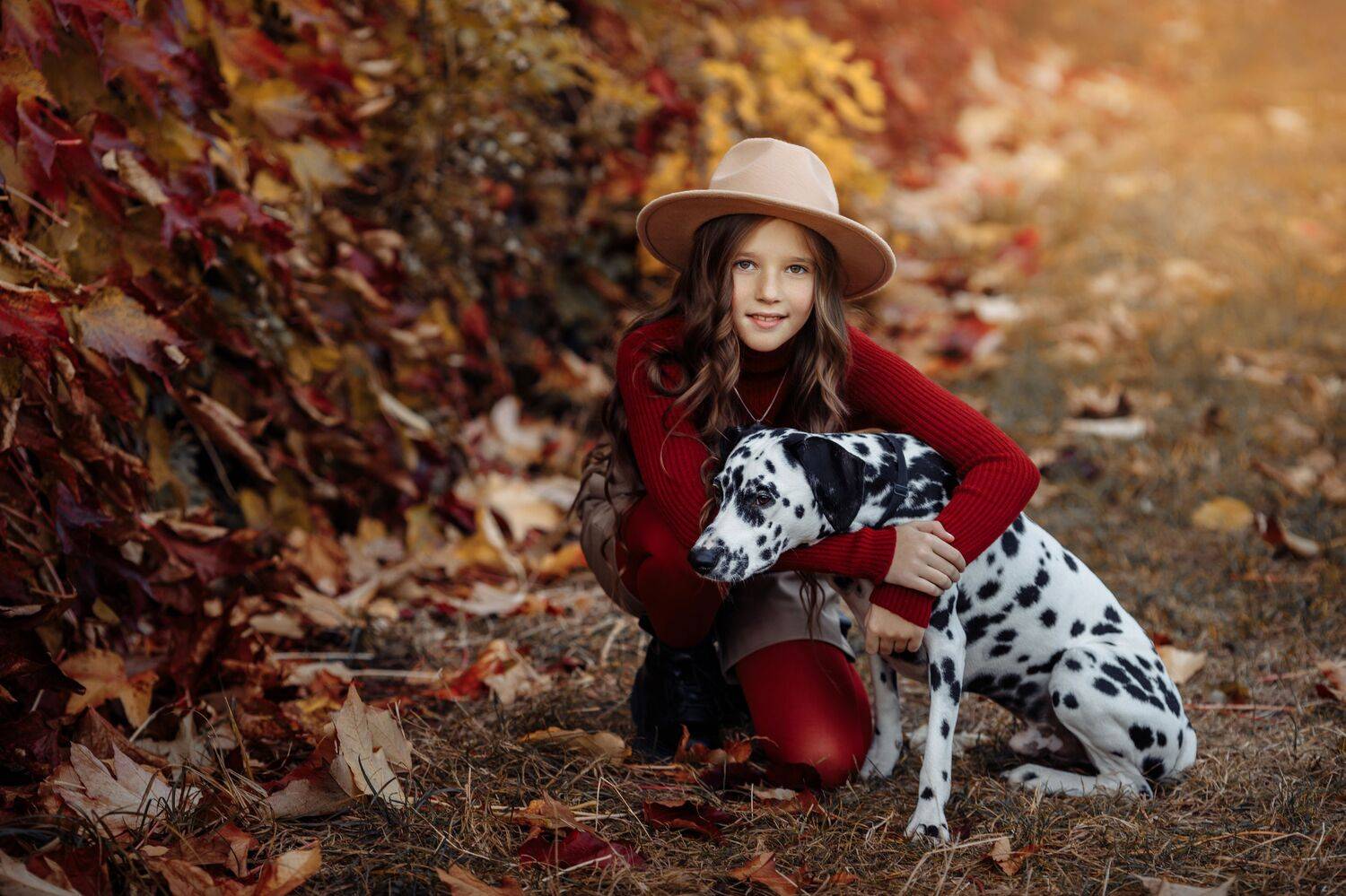 детское фото, далматинец, осень, дети, baby photo, dalmatian, autumn, children, Валентина