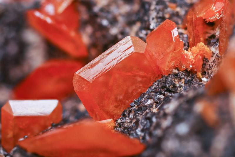 Макро, минерал, кристалл Вульфенит фото превью