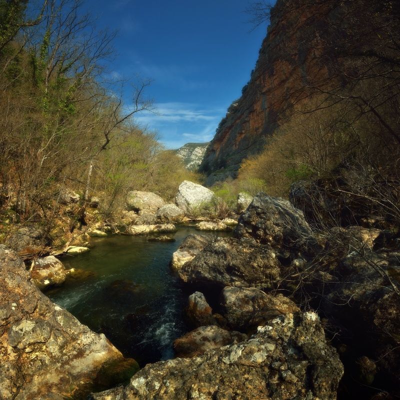 крым, река, горы, лето Квадрат фото превью