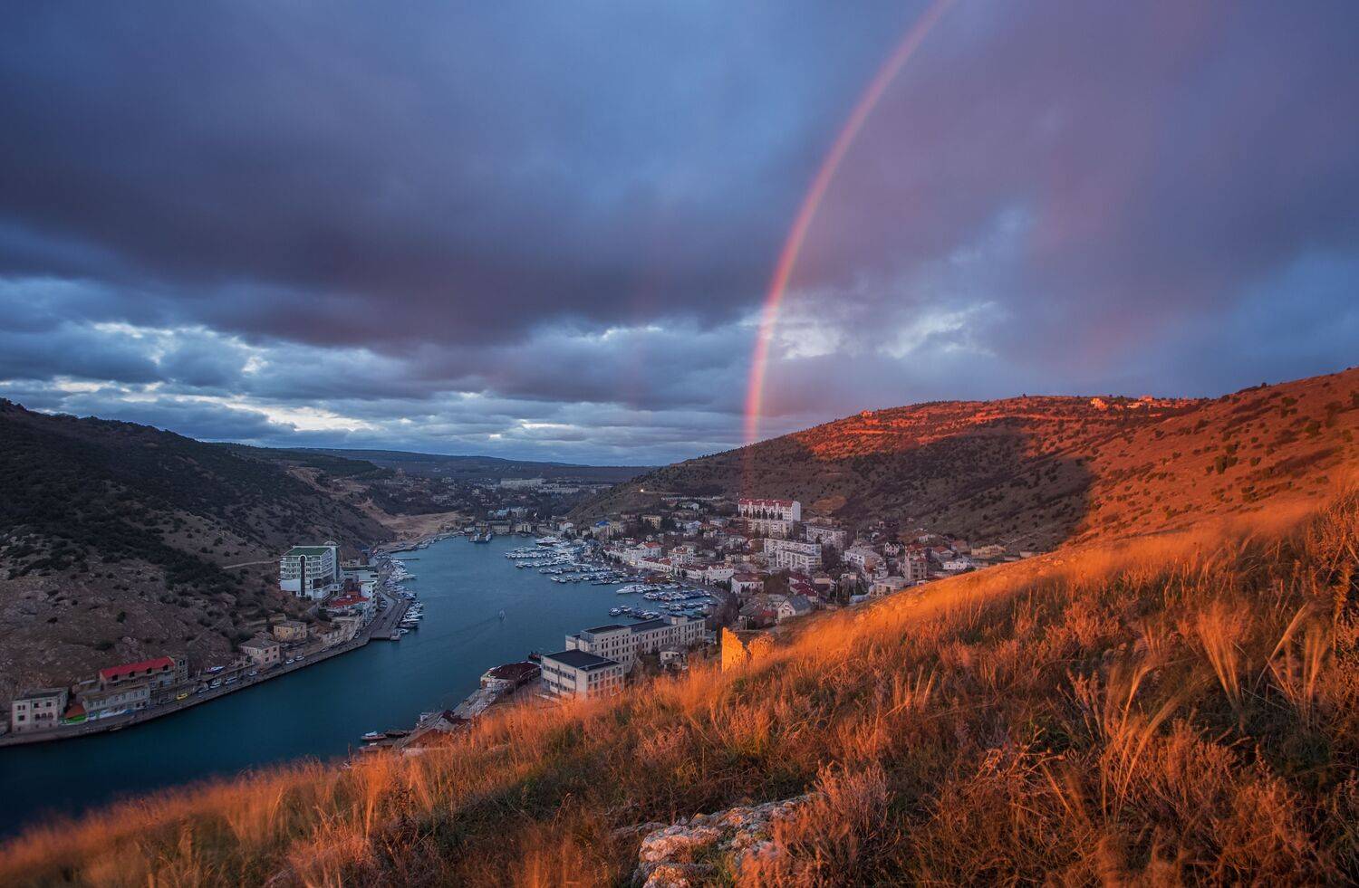 закат, пейзаж, севастополь, балаклава, зима, горы, крым, море, небо, радуга, Екатерина Дмитренко