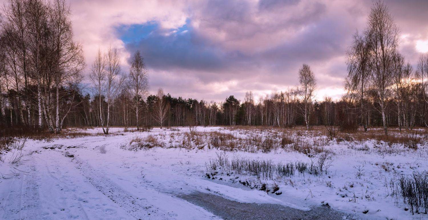 луг зима декабрь закат, Галанзовская Оксана