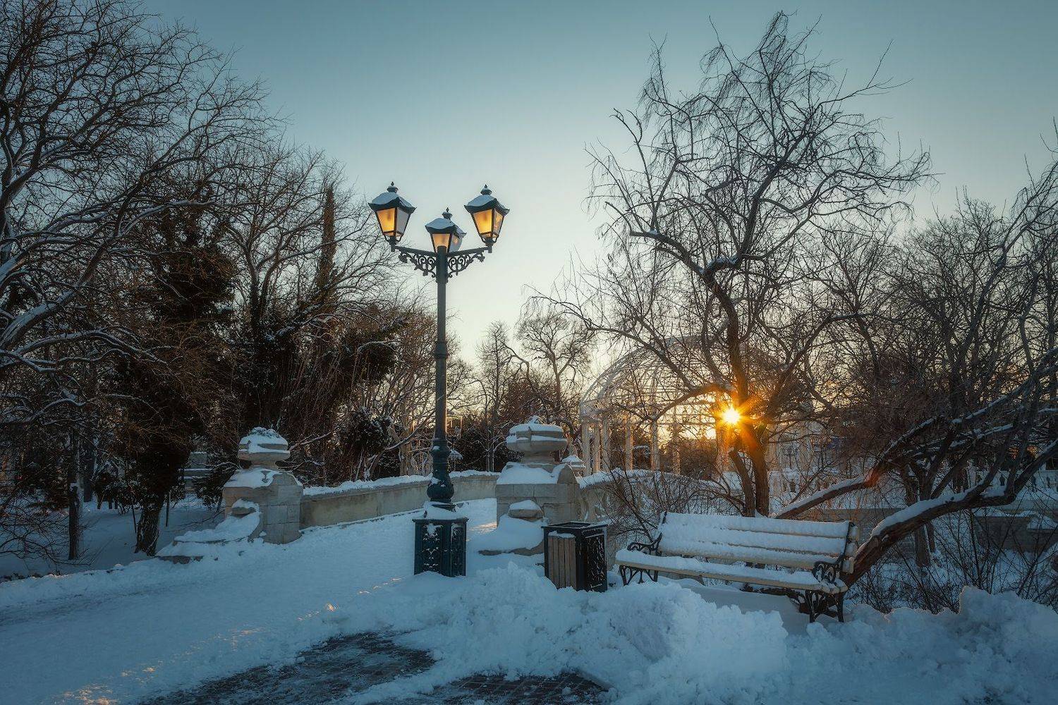 севастополь, приморский бульвар, зима, снег., Владимир Дубинин