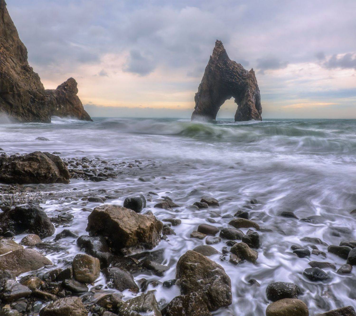 крым, карадаг, золотые ворота, шторм, декабрь, утро, Николай Мысливцев