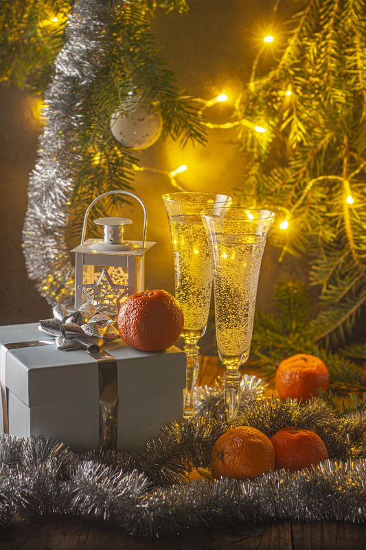 новый год, шампанское, праздник, волшебство, атмосфера, happy new year, yellow С Новым годом! фото превью