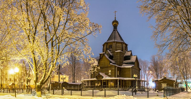 архитектура, белгород, белгородская область, панорама, божественный вид, город, городской, городской пейзаж, деревья в снегу, дизайн, зима, культура, уличное освещение, рождество, мороз, зимнее утро, храм, церковь Храм святого праведного Иоанна Кронштадтского фото превью