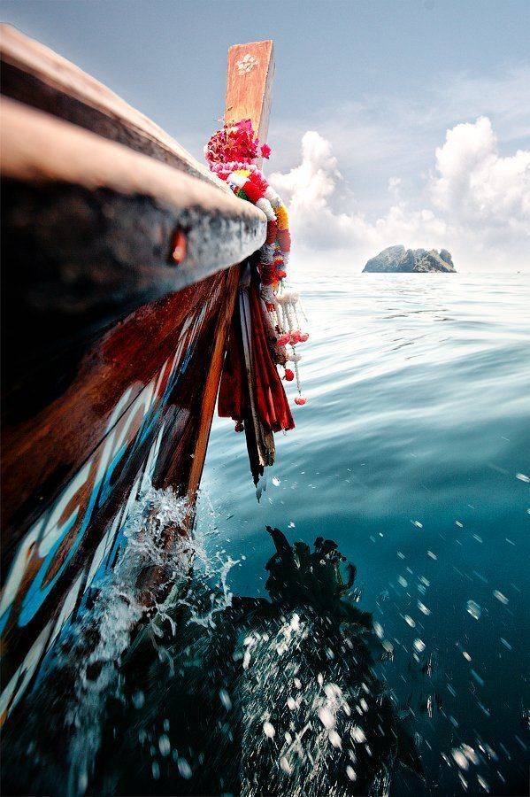Blue, Boat, Clouds, Drops, Ocean, Sea, Sky, Summer, Water, Yury Barsukoff