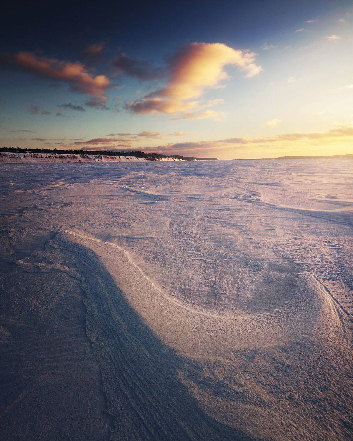 северная двина, река, закат, зима., Смольский Евгений