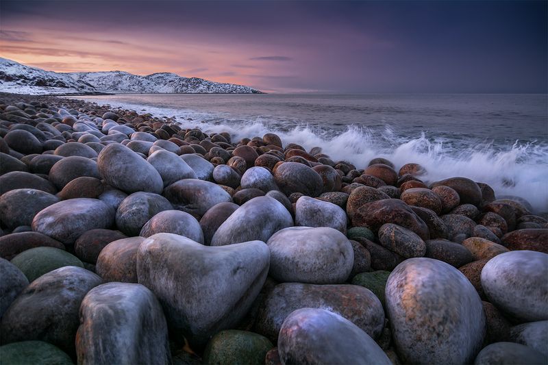 природа, пейзаж, север, кольский, панорама, природа россии, дикая природа, закат, свет, облака, вечер, море, прибой, арктика Сердце океана. фото превью