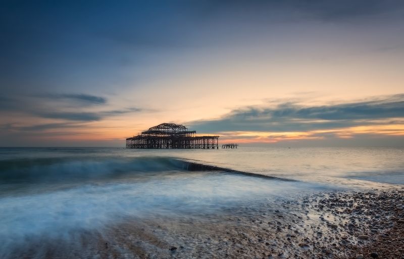pier brighton uk sea beach sunset Old Pier фото превью