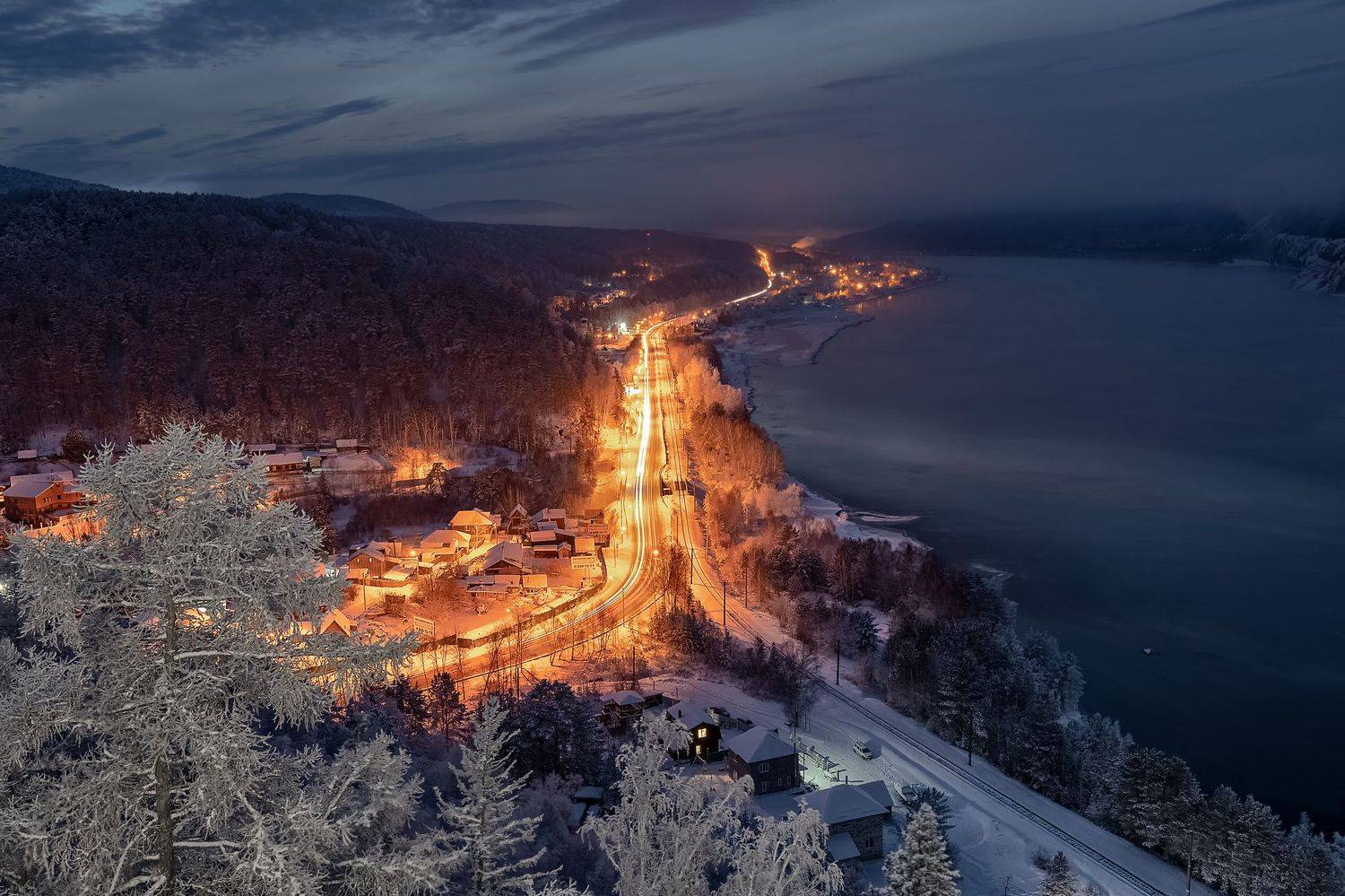 вечер, город, красноярск, дорога, Марина Фомина