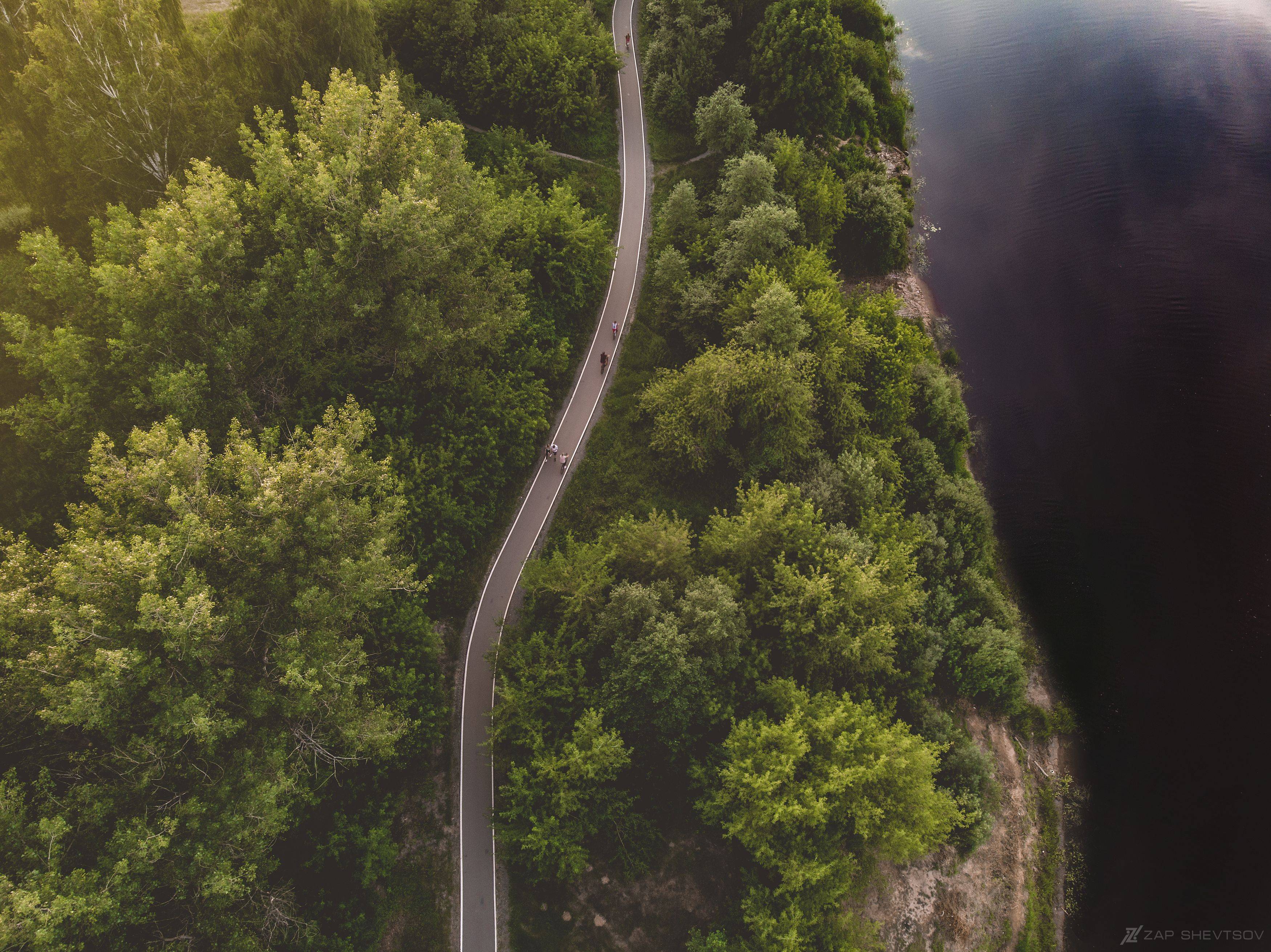 Аэрофото пейзаж город креативное необычное дрон река небо интересное профессиональное облака лето , Sergey Shevtsov